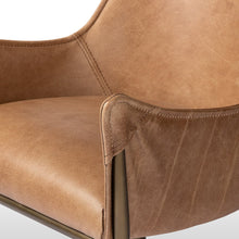 Load image into Gallery viewer, Vintage desk chair
cognac leather desk chair
leather desk chair
bronzed metal frame desk chair
industrial desk chair
desk chair
rustic office chair
metal and leather desk chair
luxury home office chair
mid-century modern desk chair
designer desk chair
warm leather desk chair
statement desk chair
