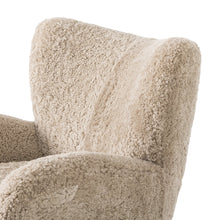 Load image into Gallery viewer, accent chair
fluffy chair
shearling
high quality
wing back chair
beige shearling
cozy chair
comfortable chairs
texture
living room furniture
four hands