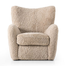 Load image into Gallery viewer, accent chair
fluffy chair
shearling
high quality
wing back chair
beige shearling
cozy chair
comfortable chairs
texture
living room furniture
four hands