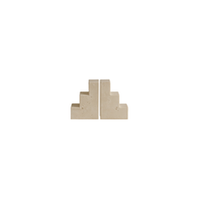 Load image into Gallery viewer, travertine bookends
natural stone decor
stone bookends
sculptural decor
modern home accents
earthy tones
staircase design
cube design
bookshelf decor
coffee table styling
minimalist decor
artisanal stone
unique bookends
functional decor
