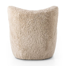 Load image into Gallery viewer, accent chair
fluffy chair
shearling
high quality
wing back chair
beige shearling
cozy chair
comfortable chairs
texture
living room furniture
four hands
