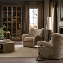 Load image into Gallery viewer, accent chair
fluffy chair
shearling
high quality
wing back chair
beige shearling
cozy chair
comfortable chairs
texture
living room furniture
four hands
