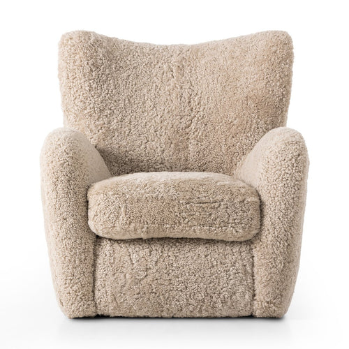 accent chair
fluffy chair
shearling
high quality
wing back chair
beige shearling
cozy chair
comfortable chairs
texture
living room furniture
four hands
