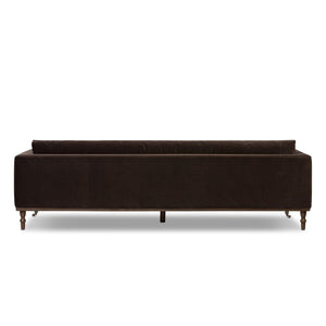 Mid Century Modern sofa
96 inch sofa
extra long sofa
cocoa velvet sofa
brown velvet sofa
velvet mid century sofa
sofa with caster feet
vintage style sofa
modern velvet couch
retro velvet couch
deep seat sofa
statement sofa
classic velvet couch
caster leg couch