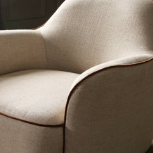 Load image into Gallery viewer, Swivel chair
accent chair
swivel accent chair
natural swivel chair
piped accent chair
upholstered swivel chair
modern swivel chair
living room accent chair
contemporary swivel chair
piped accent chair
durable fabric chair

