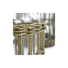 Load image into Gallery viewer, Lottie Wicker and Glass Canister
