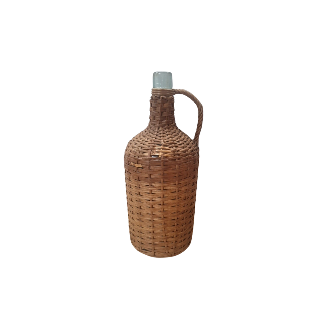 Rattan Wrapped Glass Pitcher