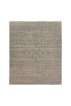Load image into Gallery viewer, hand knotted wool rug
heirloom craftsmanship rug
vintage inspired rug
abrashed pattern
washed medallion design rug
gray and cream rug
subtle black accents
timeless elegant rug
sophisticated home decor rug
durable artisan rug
