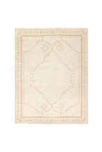 Load image into Gallery viewer, vintage rug
modern rug
wool rug
beige rug
cream rug
medallion rug
fringe rug
global style rug
stain resistant rug
soft wool rug
handwoven rug
living room rug
timeless rug
ethical rug
luxury rug
