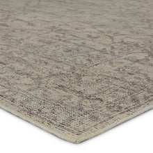 Load image into Gallery viewer, hand knotted wool rug
heirloom craftsmanship rug
vintage inspired rug
abrashed pattern
washed medallion design rug
gray and cream rug
subtle black accents
timeless elegant rug
sophisticated home decor rug
durable artisan rug
