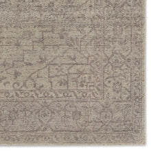 Load image into Gallery viewer, hand knotted wool rug
heirloom craftsmanship rug
vintage inspired rug
abrashed pattern
washed medallion design rug
gray and cream rug
subtle black accents
timeless elegant rug
sophisticated home decor rug
durable artisan rug
