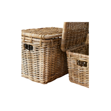 Load image into Gallery viewer, rattan baskets
rattan basket set
basket set
stackable boxes
woven basket
woven boxes
lidded basket
basket with lid
woven decor
decorative storage
