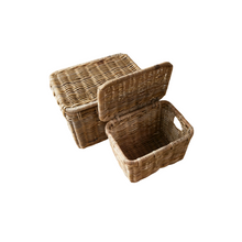 Load image into Gallery viewer, rattan baskets
rattan basket set
basket set
stackable boxes
woven basket
woven boxes
lidded basket
basket with lid
woven decor
decorative storage
