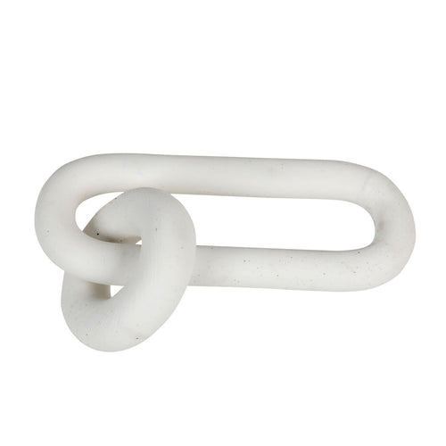 White stoneware
Chain link décor
Modern accent
Sophisticated design
Playful sculpture
Contemporary décor
Minimalist style
Ceramic art
Tabletop accent
Sculptural piece
Neutral tones
Elegant décor
Artistic centerpiece
Organic modern
Statement object
Handmade ceramic
Textured ceramic
Decorative link
Timeless design
Refined simplicity