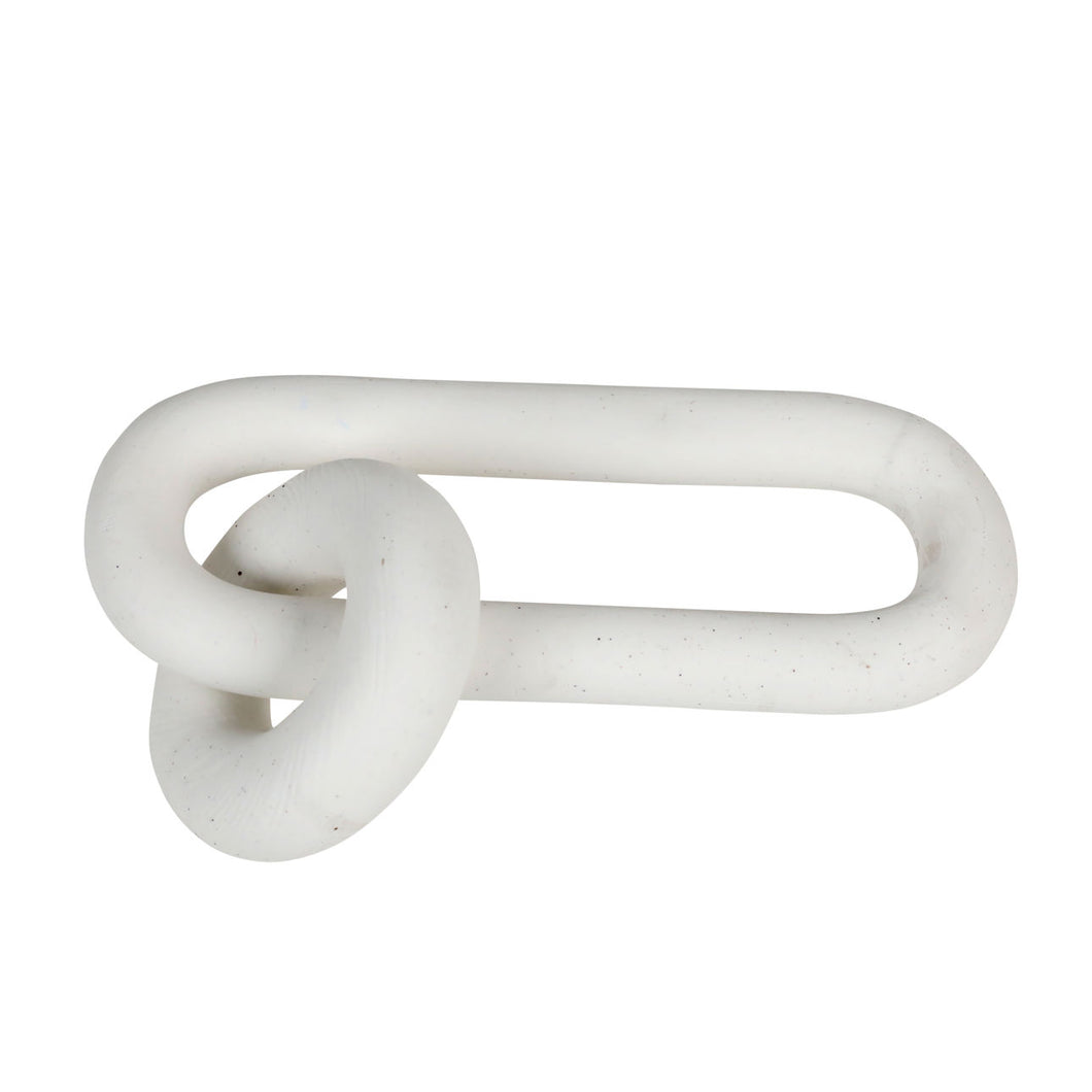 White stoneware
Chain link décor
Modern accent
Sophisticated design
Playful sculpture
Contemporary décor
Minimalist style
Ceramic art
Tabletop accent
Sculptural piece
Neutral tones
Elegant décor
Artistic centerpiece
Organic modern
Statement object
Handmade ceramic
Textured ceramic
Decorative link
Timeless design
Refined simplicity